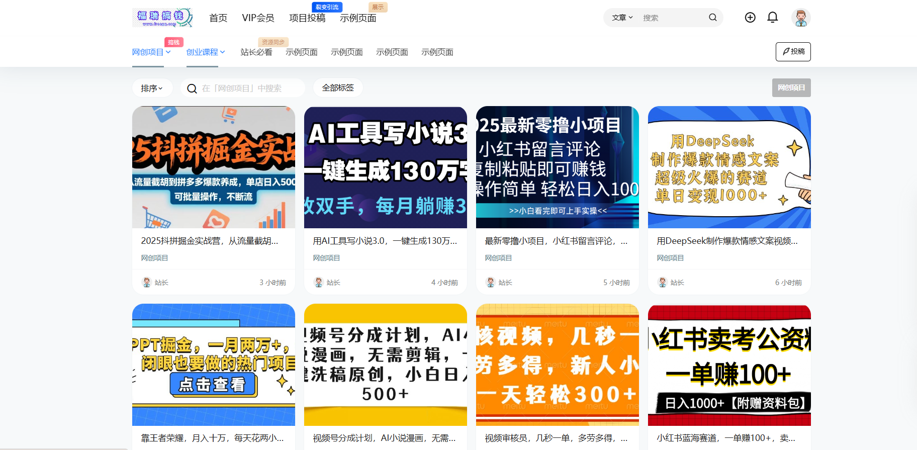 做项目不如卖项目，卖项目不如做网站！！！ 福瑞搞钱-开放加盟，做一个与福瑞搞钱一样的知识付费赚钱模式！