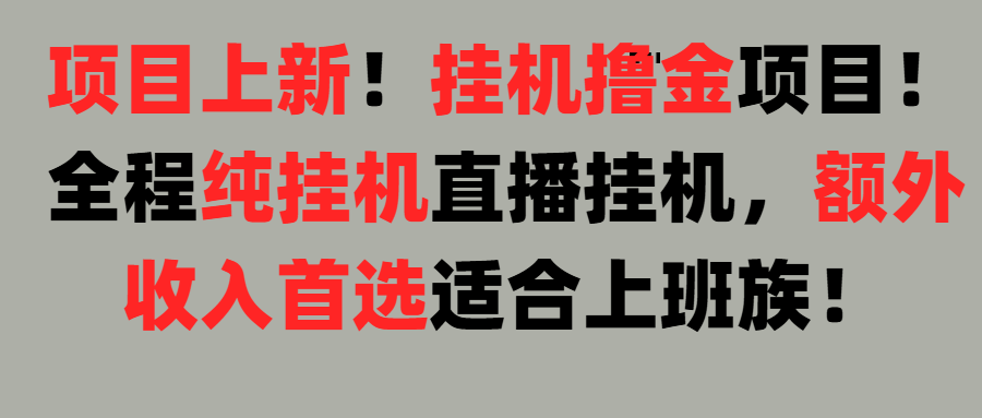 项目上新！挂机撸金项目！全程纯挂机直播挂机，额外收入首选，适合上班族！