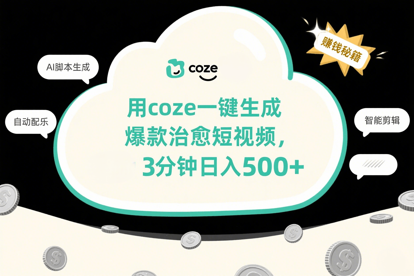 用coze一键生成爆款治愈短视频，3分钟日入500+