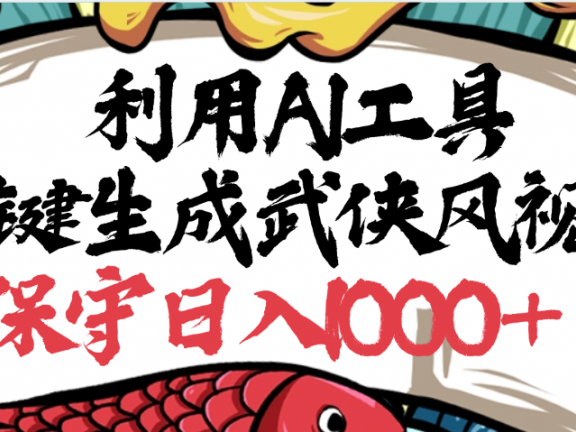 利用AI工具一键生成武侠风视频，原创度高，画面好看，狂撸视频号分成计划收益