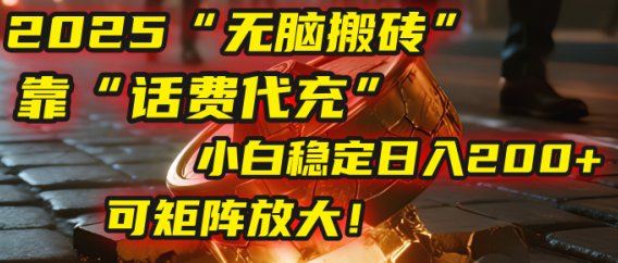 无脑搬砖项目：靠“话费代充”，小白稳定日入200+，可矩阵放大！