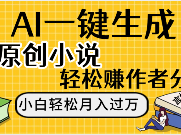 AI工具写小说,一键生成原创小说,躺着也能赚,月入2w+